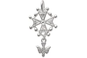 LES PLAISIRS DE STELLA Pendentif en Argent 925/000 - Croix Huguenotte - Bijoux Femme Homme Mixte