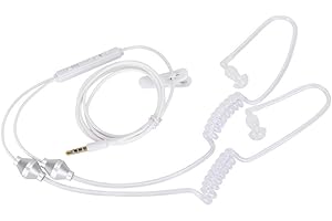Yunir Auriculares móviles de Doble Espiral Antirradiación Auriculares de Tubo acústico de Aire Transparente Suave con micrófono Incorporado para la mayoría de los teléfonos Inteligentes
