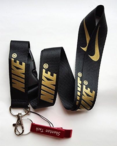 Nike Key Chain Keyring Neck Straps Lanyard(Black with Gold)-with Red Bottle Opener Keychain by Shenton Tech
