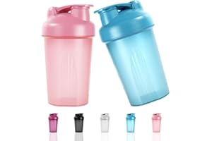 Fefod Protein Shaker, 2PCS Shaker Proteico 500 ML, Bottiglia per Shaker con 2 Miscelatore Sfera In Acciaio Inox, Borraccia Palestra a Prova di Perdite con Tappo a Vite & Scala, Senza BPA