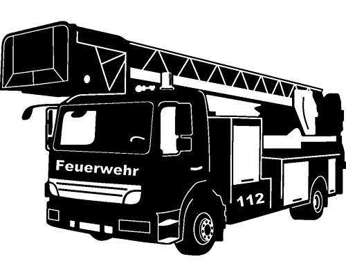 Wandtattoo Feuerwehr Löschzug in 9 Größen und 19 Farben (40x27cm hellrot) - 3