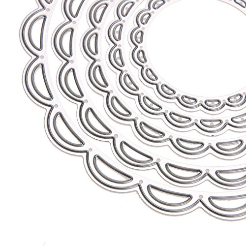 Demiawaking 5Pcs Metall Kreise Schneiden Schablonen DIY Sammelalbum Dekor Papier Karten, Metall Buchzeichen , Metall Lesezeichen als Geschenk fuer Freunde (Metall Kreise) - 7