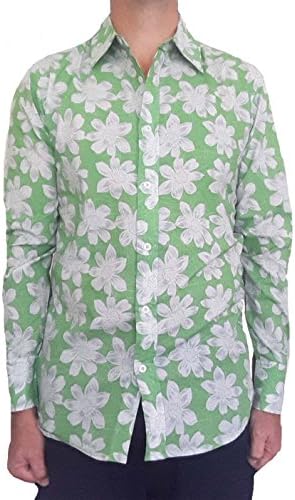 Bent Banani Floral Men's Shirts - Green (Full Sleeve) (Large)