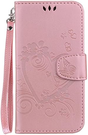 CXTcase Huawei P20 Lite Case, Premium PU Leather Folio Flip Stand Book Case with Card Holder Hand Strap Magnetic Phone Cover for Huawei P20 Lite/Huawei Nova 3e Floral Butterfly Pink
