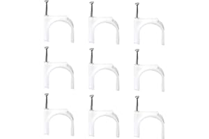 BESMRPG 100 Stück Kabelschelle Nagelschellen,Kabelhalter Nagel,Cable Befestigungen,Kabel Clips Weiß Wand,Kabelhalterung Nägel,Wandkabelhalter,Stromkabel Drahtklemmen,Kabelnägel Klemmen,wandklemmen schrauben