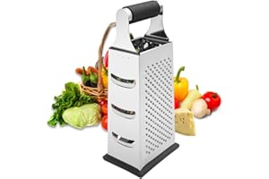 Bieiyhe Rapeuse Legume Manuelle Inox Râpe Cuisine 4 Faces Rapeuse Fromage Rapée Cheese Grater Carottes Rapées avec Poignée Antidérapante Appareil pour Raper Les Legumes pour Râper, Trancher, Hacher