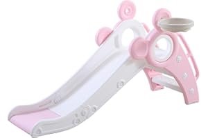 GROWAYSTORY Faltbare Rutsche für Innen und Außen, ab 1 Jahr, Kinderrutsche für den Garten, Geschenk für Kinder, Geburtstagsgeschenk (Rosa)