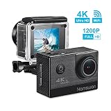 HAMSWAN Cámara Deportiva Impermeable Wifi 4K 1050mAh HD 64GB Pantalla 2 Pulgadas Hasta Agua 30M Lente 170 Grados En Resolución Diferente De Imagen y Video Con Multiaccesorios