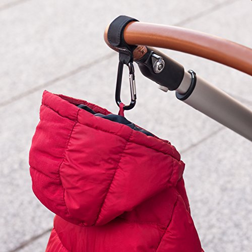 2er Pack Kinderwagenhaken | Kinderwagen Haken | Taschenhalter | Befestigungshaken Für Wickeltasche, Einkaufstasche | Karabiner mit Klettverschluss | Kinderwagenbefestigung | Stroller hooks von Paents - 4