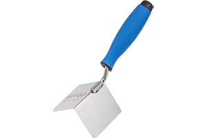 Mivos Paleta de Esquina Exterior de Acero Inoxidable - 80 x 60 mm - Espátula de Esquina con Mango Suave - Esquinera de ángulo de 90°