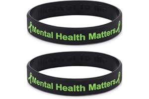 MEDICAL ID ME 2 Pack Mental Health Matters Awareness Bracelet Motivational Men's Women's Mental Health MHA (Medium 18cm, x2 Black)