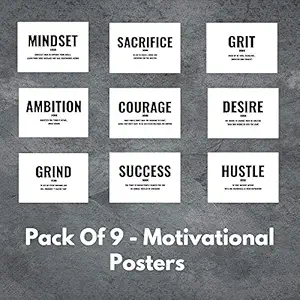 Motivational inspirational Quote Posters of 12 x 18 inches | Combo Pack of 9 for Office walls, Home, Boys room, Students, Kids