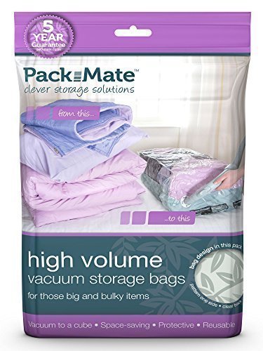 Packmate ® 6 Jumbo-Vakuumbeutel zur platzsparenden Aufbewahrung - für Kleidung, Bettdecken, Bettwäsche u. v. m. - 90 x 110 cm - 6 Stück