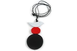 Avalaya Black/Red/White Wood Bird and Bead Pendant with Black Cotton Cord - Adjustable - 84cm Long/ 11cm Pendant