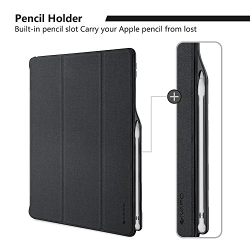 iVAPO Schutzhülle für iPad Pro 12.9 Pencil Halter Premium PU Leder Folio Case mit Auto-Schlafen/ Wecken und Stander Funktion Hülle für iPad Pro 12.9 inch Smart Case (Schwarz) - 6