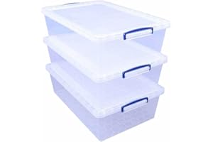 Really Useful Box Nestable Plastic Storage 43 Litre Clear (Pack of 3)