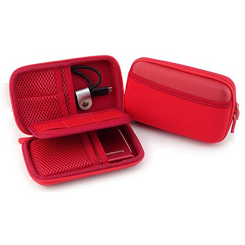 Stoßfest EVA Festplattentasche für 2,5 Zoll Festplatte und SSD HDD-Tasche mit Reißverschluss, Taschen für Zubehör Rot