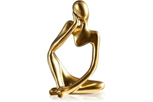 BUOSHA MGKEOUF Gold Thinker Statue, Modern Abstract Figure Hand Craft,Gold Home Decor Minimalist Art Abstract Resin Ornaments,Home Living Room Bedroom Office Shelf Decoration