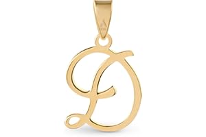 Amberta Italian 9ct Gold Initial Pendant for Women and Men | Real Letter Pendant Without Chain | Solid Gold