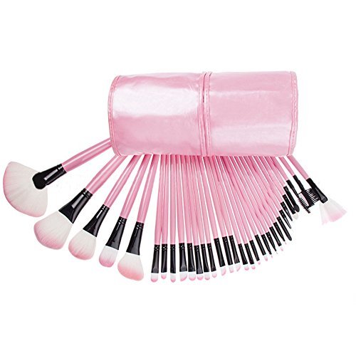 Keral 32 Stücke Make Up Pinsel set mac profi Kosmetik Make-up Pinsel mit Halter Tasche Pink - 4