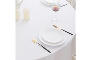 Romanstile Obrus okrągły 140 cm, biały, zmywalny i odporny na działanie wody, na imprezę, do kawiarni, restauracji, hotelu, jadalni, ogrodu, na zewnątrz, dla 4 osób