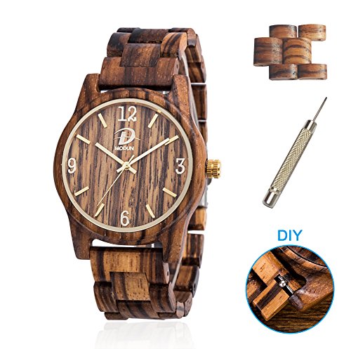 Holz Uhren für Männer und Frauen + 2 Uhren Links, 40mm Fall Natürliche Zebra Holz Armbanduhr mit Japanisches Quarzwerk (Zebra Holz) Holz Uhren für Männer und Frauen + 2 Uhren Links, 40mm Fall Natürliche Zebra Holz Armbanduhr mit Japanisches Quarzwerk (Zebra Holz)