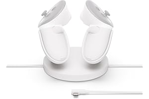 Base di ricarica compatta per Meta Quest – Compatibile con 3/3S – Lungo cavo di ricarica per il visore – Ricarica wireless per i controller Touch Plus