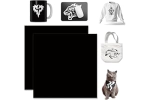 ‎WOWOCUT WOWOCUT Infusible Paper Folie, Black Solid Color Heat Transfer Ink Sheets 2 Pcs Bundle, 30,5 x 30,5 cm Sublimation Papier for DIY T-Shirt für Mädchen, Tassen, Canvas Tote