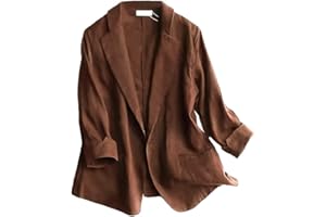 IDEALSANXUN - Blazer de lino para mujer, manga 3/4, ligero, para primavera y verano