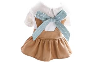 LtuzPet Kariertes Hundekleid, Katzenkleidung, Welpenrock, Tutu mit Schleife, Haustierkleidung für Mädchen für Party