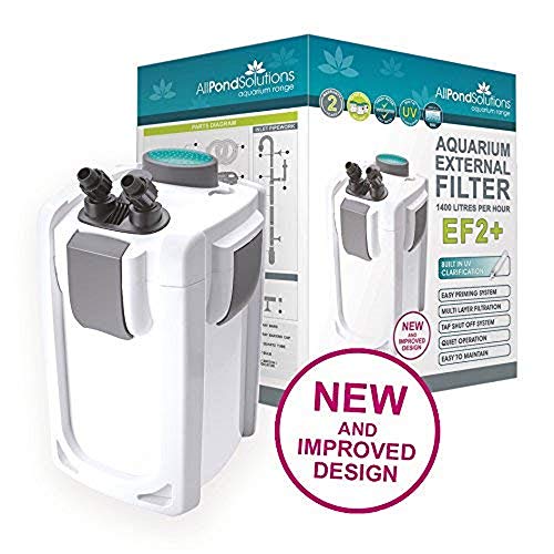 All Pond Solutions Ef2+ Filtres Externes 1400 L/H pour Aquariums - Stérilisateur UV 9w/ Masses Filtrantes Gratuites pour Aquariophilie Ef2+ (1400 L/H)