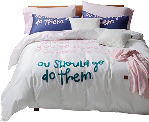 Nordic Simple Princess Trendy Embroidery Double Bed Quilt Bed Linen Simple Color , 2.0m (6.6 feet) bed