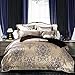 Produktbild LJ-BT Europäischer Stil Jacquard 4 stück Cover-Set Quilt, Satin Tencel Baumwolle, Luxuriös Reversible Duvetabdeckungssatz, Reißverschluss-Verschluss-Hotel-qualität-X King
