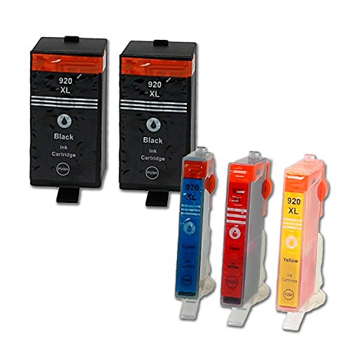 5 Druckerpatronen mit Chip und Füllstandsanzeige kompatibel zu HP 920 XL / C2N92AE (2x Schwarz, 1x Cyan, 1x Magenta, 1x Gelb) passend für HP OfficeJet 6000 6000-special-Edition 6000-Wireless 6500 6500-A 6500-A-Plus 6500-Wireless 7000 7000-special-Edition 7500-A 7500-A-Wireless