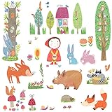 Decowall DW-1601 Rotkäppchen im Wald Wandsticker Wandaufkleber Wandtattoo Kinderzimmer - 3