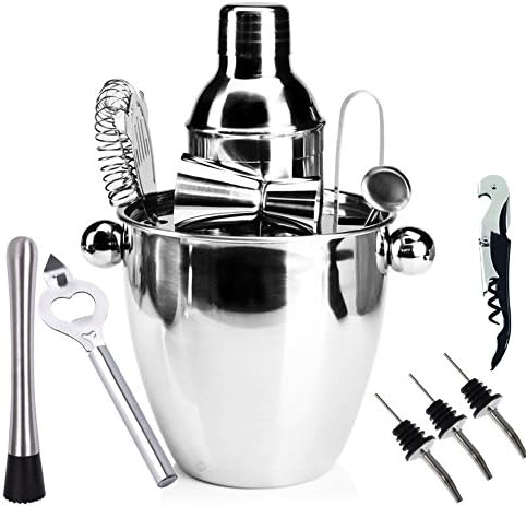 Cocktail Bar Set 12 Piece Cocktail Shaker Kit With Bartender's Professional Shaker, Strainer, Jigger, Liquor Pourers, Stainless Steel …