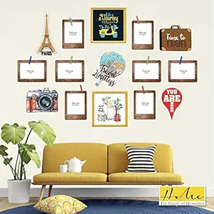 The House of Memories Travel Wall Dcor Set of 15 Wooden Moulding Signs Frames Bedroom Hallway Rustic Dcor Gifting Items