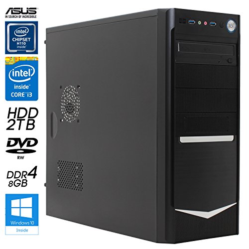 SNOGARD Officeline PC Komplett System | Intel Core i3-7100, HD 630 Grafik, 8GB DDR4 RAM, 2TB HDD, DVD±RW, Microsoft Windows 10 Pro | High Performance Desktop-PC • Silent Office Business Multimedia Computer