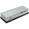BearMoo Sharpening Stone, 2-IN-1 Whetstone, 400/1000 Grit Knife Sharpening Stone - Waterstone - Rubber Stone Holder Included