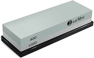 BearMoo Sharpening Stone, 2-IN-1 Whetstone, 400/1000 Grit Knife Sharpening Stone - Waterstone - Rubber Stone Holder Included