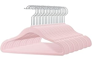 sfesnid Grucce Appendiabiti in velluto per bambini, gancio girevole a 360 gradi cromato ultra sottile, Set di 20 pezzi 29,5CM