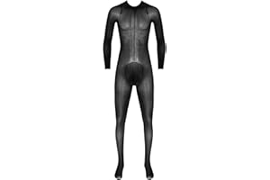 iixpin Herren Mesh Strumpfhosen Männer Transparent Body Bodysuit Overall Erotik Schlafanzug Männerbody Einteiler Unterhose