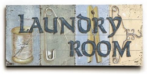 Laundry Room by Artist Debbie Dewitt Wood Sign Wall Decor Art Wooden boards 10" x 24" multicoloured