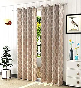 Fresh From Loom Curtains for Door 7 Feet Long | Door Window Curtain | Premium Polyester Weaved Parda | Latest Modern Parde for Living Room Bedroom | Home Office Screens | Eyelet Ring (Beige, 2pc)