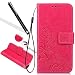 Produktbild Lederhülle für Huawei Nova mit Bookstyle,Schutzhülle für Huawei Nova,Leeook Retro Elegant Rose Rot Blume Stylish Prägung Embossed Muster Design Pu Leder Leather Case Cover Flip Cover Wallet Hülle im Bookstyle mit Standfunktion Karteneinschub und Magnetverschluß Etui Folio Case Handyhülle Lanyard/Strap Etui Brieftasche für Huawei Nova + 1 x Schwarz Eingabestift-Rose Red Flower