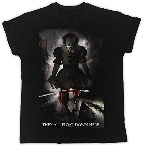 UKPRINTKING They Are All Float Down Here Pennywise Unisex Black Tshirt