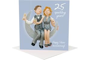 Holy Mackerel Happy 25th Silver Anniversary Greeting Card One Lump or Two Cards. Card is 15cm square and blank inside