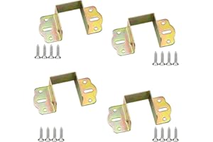 KingYH 4 Pack Metal Bed Rail Square Frame Brackets 40mm U-Shape Bed Hinge Supporters Zinc Plated Rust Proof Heavy Duty Fixing Connector with Screws for Furniture Fixed Bed Hardware Accessories