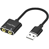 VegGieg USB Ses Kartı 3.5mm Kulaklık ve Mikrofon Girişli Siyah