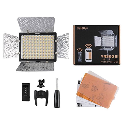 Yongnuo YN-300 III LED lumi  re r  glable 3200k-5500k Temp  rature de couleur pour DSLR Canon Nikon Olympus Pentax Samsung Sony avec Fonctionnement du t  l  phone    distance IR   un stylo de nettoyeur